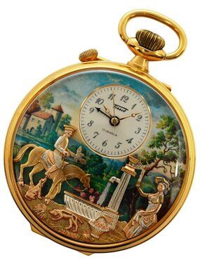 Tissot Regue 57mm Swiss Mechanical Music Box Pocket Watch w/ Key Gold Plated!